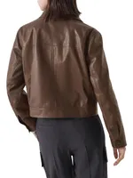 Country Nappa Leather Outerwear Jacket With Monili