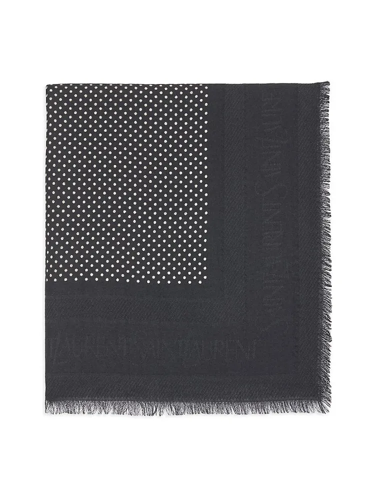 Large Square Scarf In Dotted Wool And Silk Jacquard