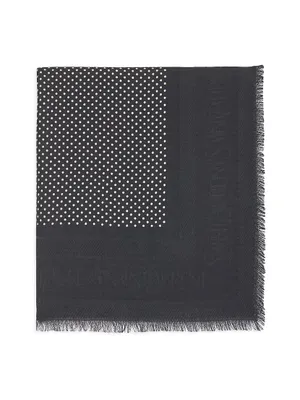 Large Square Scarf In Dotted Wool And Silk Jacquard
