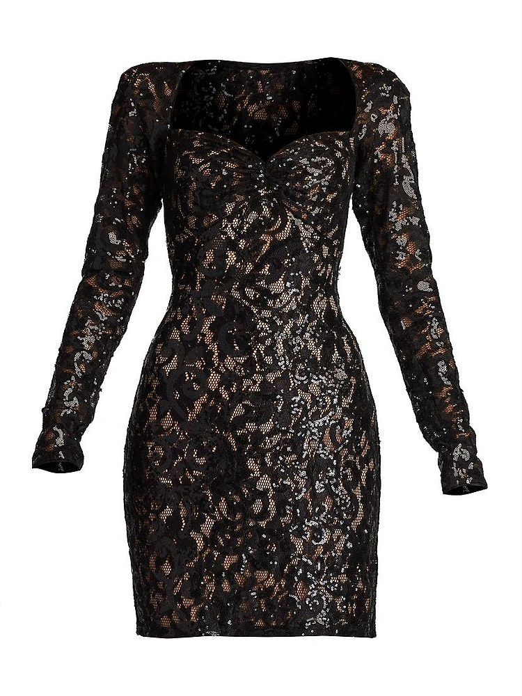 Sequin Lace Sweetheart Minidress