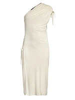 Ruched One-Shoulder Midi-Dress