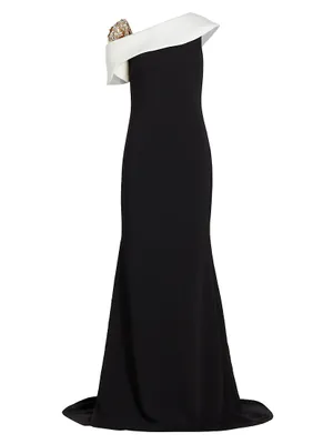 Stretch Crepe Wrap Gown