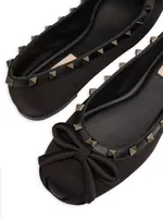 Rockstud Satin Ballerinas With Tone-On-Tone Studs