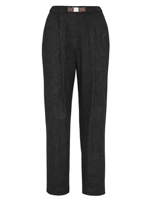 Comfort Viscose, Linen And Virgin Wool Grisaille Sartorial Jogger Trousers With Belt