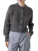 Wool, Cashmere And Mohair Sparkling Net Cardigan