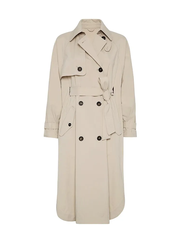 Techno Canvas Trench Coat With Precious Button Tab