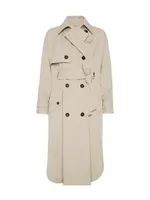 Techno Canvas Trench Coat With Precious Button Tab