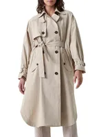 Techno Canvas Trench Coat With Precious Button Tab