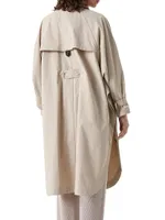 Techno Canvas Trench Coat With Precious Button Tab