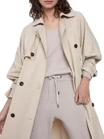 Techno Canvas Trench Coat With Precious Button Tab