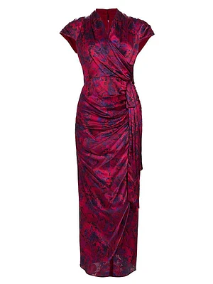 Gail Silk Faux-Wrap Midi-Dress