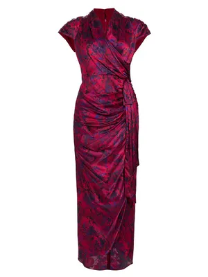 Gail Silk Faux-Wrap Midi-Dress