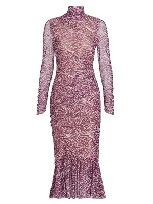 Layla Printed Mesh Midi-Dress