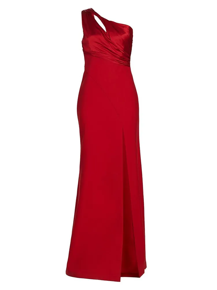 Delphine One-Shoulder Satin Gown