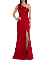 Delphine One-Shoulder Satin Gown