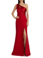 Delphine One-Shoulder Satin Gown