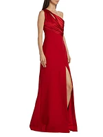 Delphine One-Shoulder Satin Gown