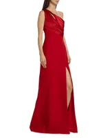 Delphine One-Shoulder Satin Gown