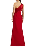 Delphine One-Shoulder Satin Gown