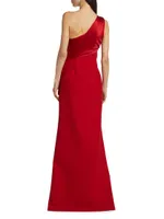 Delphine One-Shoulder Satin Gown