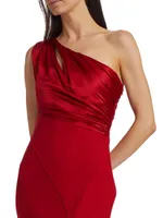 Delphine One-Shoulder Satin Gown