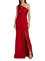 Delphine One-Shoulder Satin Gown