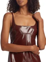 Krisa Faux Patent Leather Minidress