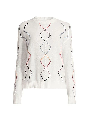 Cash Fringe Cashmere Cable-Knit Sweater