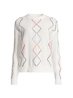 Cash Fringe Cashmere Cable-Knit Sweater