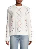 Cash Fringe Cashmere Cable-Knit Sweater