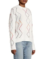 Cash Fringe Cashmere Cable-Knit Sweater