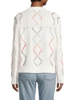 Cash Fringe Cashmere Cable-Knit Sweater