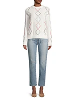 Cash Fringe Cashmere Cable-Knit Sweater