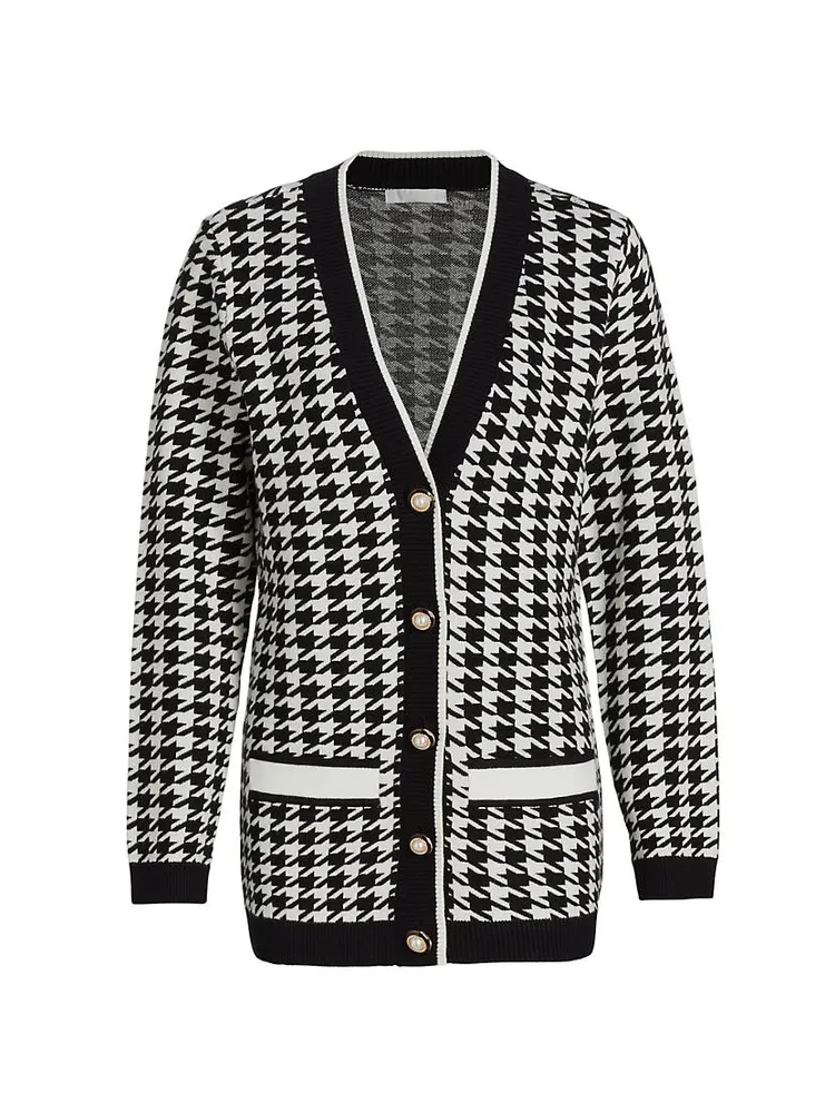 Two-Toned Houndstooth Cardigan