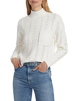 Pointelle-Knit Mock Turtleneck Sweater