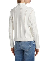 Pointelle-Knit Mock Turtleneck Sweater