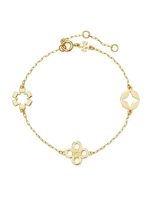 Kira 18K-Gold-Plated Logo Charm Bracelet