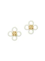 Kira 18K-Gold-Plated & Enamel Small Clover Stud Earrings