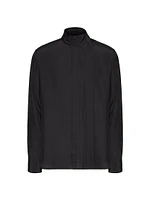 Silk Shirt with Scarf Detail at Neck