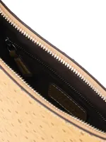 Alec Ostrich-Embossed Leather Shoulder Bag