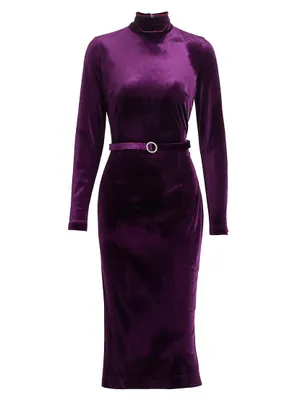 Romy Velvet Belted Midi-Dress