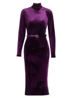 Romy Velvet Belted Midi-Dress