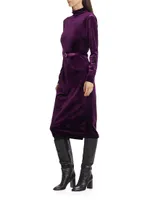 Romy Velvet Belted Midi-Dress