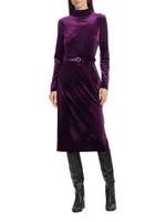 Romy Velvet Belted Midi-Dress