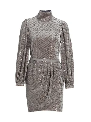 Gianna Sequined Belted Dress