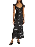 Butterfly Babe Polka-Dot Midi-Dress