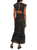 Butterfly Babe Polka-Dot Midi-Dress