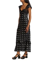 Butterfly Babe Polka-Dot Midi-Dress