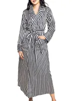 Cabaret Silk Stripe Long Robe