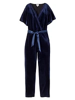 Velour Short-Sleeve Jumpsuit